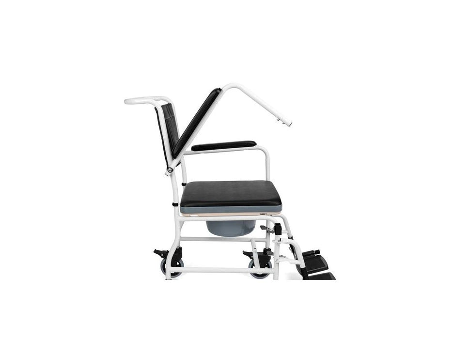 Tualetes krēsls ar riteņiem (nolokāmi sānu balsti)