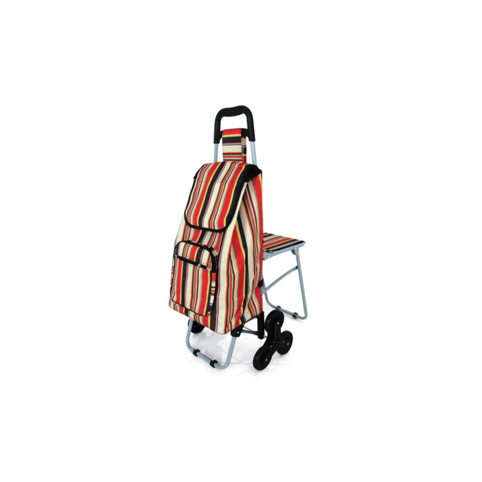 Shopping bag on wheels and chair (three-wheel system for stairs)