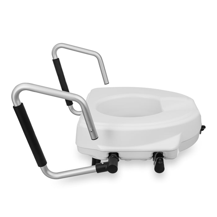 Tualetes poda paaugstinājums ar piecelšanās rokturiem