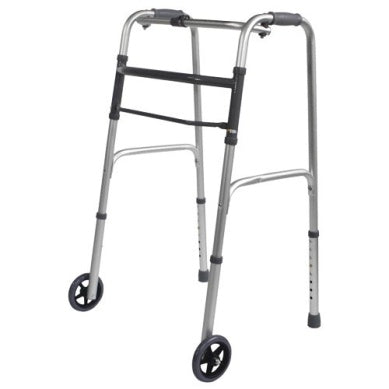 Walking frame with two front wheels