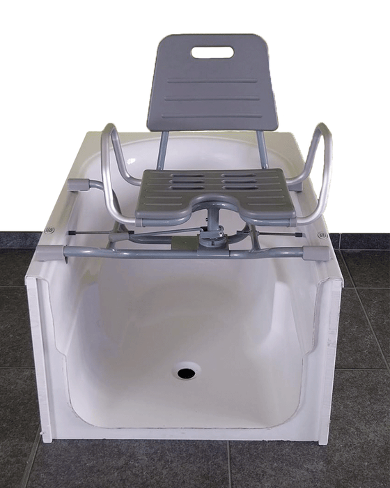 Pagriežams vannas krēsls ar atzveltni