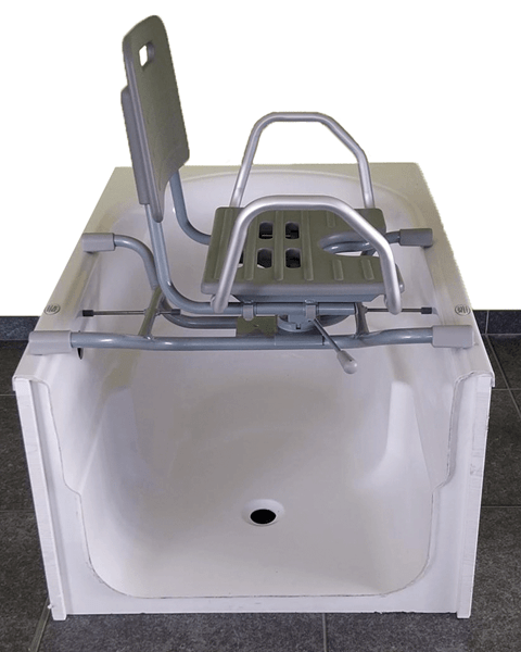 Pagriežams vannas krēsls ar atzveltni