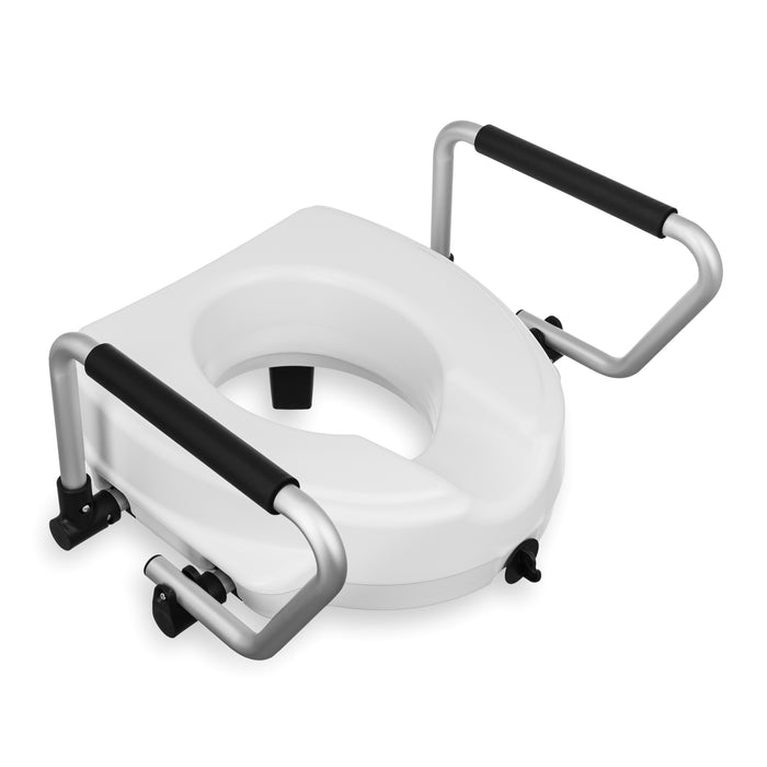 Tualetes poda paaugstinājums ar piecelšanās rokturiem