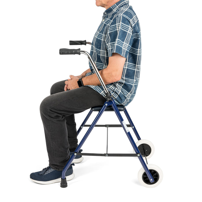 Staigāšanas rāmis ar diviem riteņiem un sēdvirsmu